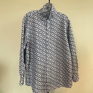 Black Label Ruffini Mens Dress Shirt Slim Fit ITALY X-Large XL Floral Navy White